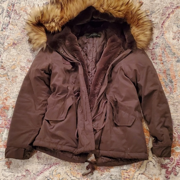 ZARA WOMENS COAT WITH OVERSIZED HOOD - Picture 2 of 6